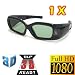 1 Stück Vidimensio 3D Brille "schwarz" für 3D DLP LINK Projektor / Beamer (batteriebetrieben) 3.Generation, ideal zum ACER 5360 H5360 5360BD, OPTOMA HD300 HD300X HD33 HD83 mit einem 3D Blu Ray Player