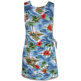 Red Hibiscus Island Hawaiian Aloha Side Tie Sarong Dress