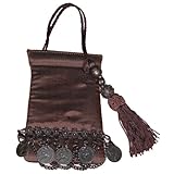 Nicole Miller Satin Universal Cell Phone Carry Case, Brown with Coins and Tassle
