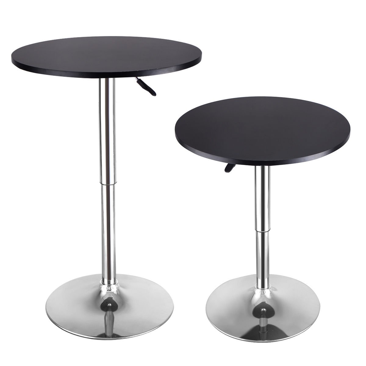 COSTWAY Modern Round Bar Table Adjustable Bistro Pub Counter Wood Top