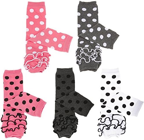 Leshino 5 Pair Baby Toddler Girls Cable Knit Polka Dots Leg Warmers