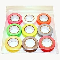 JVCC Mini-Spike-Pack Mini Spike Tape Multi-Pack: 1/2 in. x 2 yds. / Assorted (Fluorescent Green & Orange & Pink & Yellow, Brown, Grey, Red, White, Yellow) [9 Rolls/Pack]
