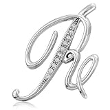 Silver Toned Initial Letter Brooch Pin - R - Ideal Gift For Mother, For Her, Birthday, Anniversary, Bridal, Wedding, Engagement