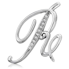 Silver Toned Initial Letter Brooch Pin - R - Ideal Gift For Anniversary, Engagement, Wedding, Birthday, Romantic For Her