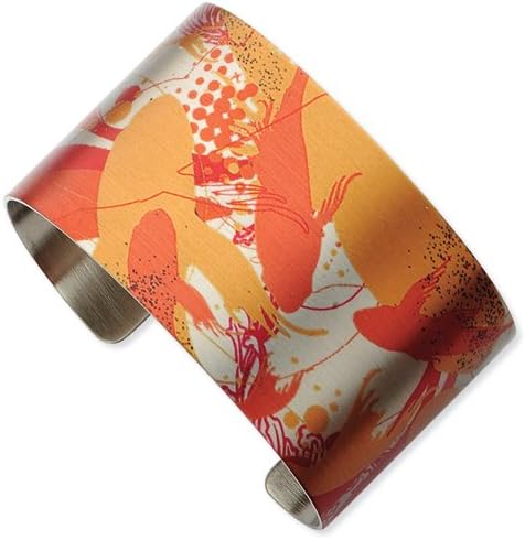 Tattooed Steel Swimming Coi Fish Stainless Steel Cuff Bangle Bracelet
