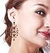 BriLove Antique-Gold-Toned Dangle Earrings Women's Vintage Style Bridal Crystal Drop Hollow Filigree Chandelier Earring Ruby Color