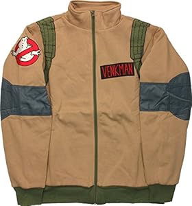 Ghostbusters Venkman Adult Khaki Costume Zip Up Fleece Sweatshirt (Adult Small)