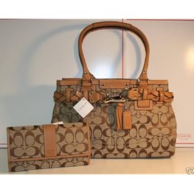 COACH HAMPTON SIGNATURE CARRYALL HANDBAG PURSE/WALLET #13065