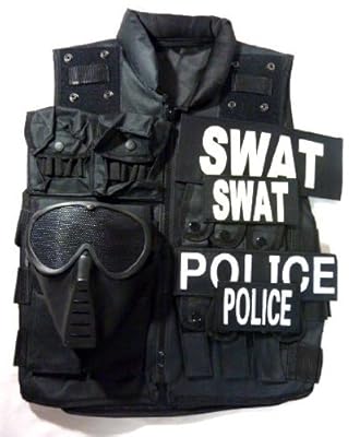 タクティカルベスト・フェイスガードセット SWAT・POLICEワッペン2セット付き