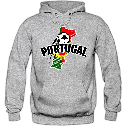 Portugal EM 2016 #1 Hoody | Fußball | Herren | Trikot | Nationalmannschaft, Farbe:Graumeliert (Greymelange F421);Größe:S