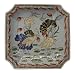 Square chinese porcelain plate with longevity cranes, blues