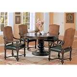 5pc Dining Table and Chairs Set with Detailed Styling Cherry Brown Finish 
