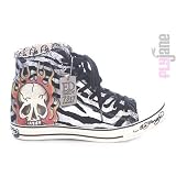 Ed Hardy - Ed Hardy Women's Skull Flame Needle Point Hi Top Trainers (Black/Silver)