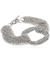 ABS By Allen Schwartz Silver Tone with Black Diamond Color Pave Crystal Bracelet, 8"