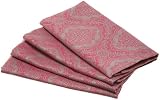 Mahogany New Medallion 18 Inch by 18 Inch Silver/Fuchsia Napkin, Set of 4, Cotton Jacquard