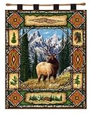 IMAGE OF Elk Lodge Woven Tapestry Wall Hanging
