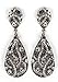 Antique Silvertone with Clear Iced Out Vine Twist Teardrop Shaped 3.25 Inch Dangle Clip on Earrings