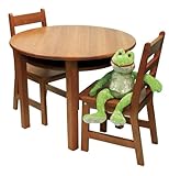 Lipper International Child's Round Table and Set of 2 Chairs, Pecan