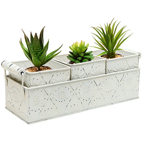 MyGift Metal Floral Design Country Rustic Style Home Garden Planter Box