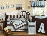 GEENNY Designs Brown Blue Star & Moon 13-PCS CRIB BEDDING SET