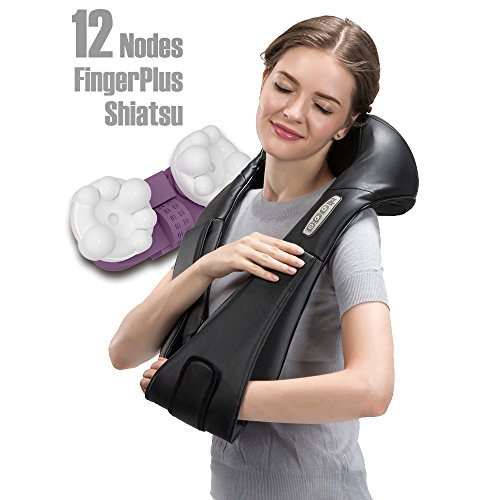 12 nodes Shiatsu Massager with Extra Long Straps and Velcro. Neck Massager/ Shoulder Massager/ Back Massager/ Foot Massager with Heat. Pain Relief Muscles Kneading Massage Therapy. Couples Gifts