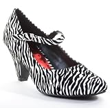 Zebra Print Buckle Strap Maryjane Low Heels