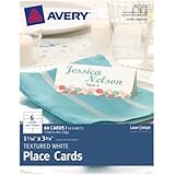 Avery Textured Place Cards, White, 1.43 x 3.75 Inches, Pack of 60 (80504)