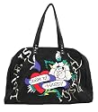 New Ed Hardy Jane Carry on Rhinestone Canvas & Leather Tote Handbag Purse~newest 2009 Collection