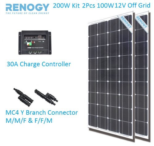 Eco Kit 200W:2pcs 100W 100Watt Solar Panel 12/24V +30A Charge Charge controller + 1.5ft MC4 connectors Eco Kit 200W:2pcs 100W 100Watt Solar Panel 12/24V +30A Charge Charge controller + 1.5ft MC4 connectors