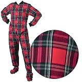 Big Feet PJs Red Plaid Flannel Footed Pajamas for Women and Men