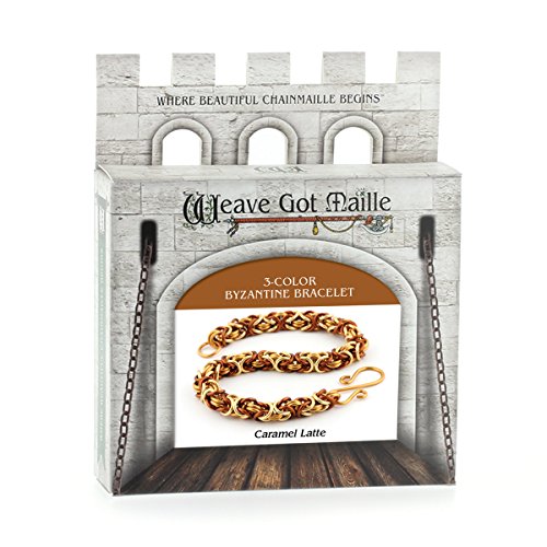 Weave Got Maille 3-Color Byzantine Chain Maille Bracelet Kit, Caramel Latte
