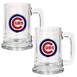 Chicago Cubs MLB 2pc 15oz Glass Tankard Set- Primary Logo by Great American Products
