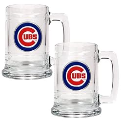Chicago Cubs MLB 2pc 15oz Glass Tankard Set- Primary Logo by Great American Products