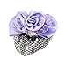Lady Rhinestone Decor Light Purple Bowknot Shape Barrette Hair Clip w Snood Net
