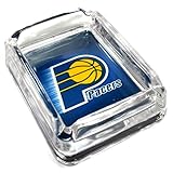 Picture Indiana Pacers Glass Ashtray - Dimensions 3 Inch x 4 Inch - Simulated Black Velvet Botton