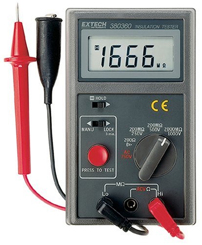 Insulation Tester/Megohmmeter - Extech Instruments - EX-380360 - ISBN: B00023RTZE - ISBN-13: 0793950383605