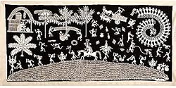 Art of India Warli Paintings Wall Decoration 19 x 39 inches (warli153)