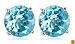 14k White Gold 7mm Round Swiss Blue Topaz Stud Earrings