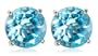 14k White Gold 7mm Round Swiss Blue Topaz Stud Earrings