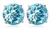 14k White Gold 7mm Round Swiss Blue Topaz Stud title=