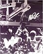 Magic Johnson Los Angeles Lakers Signed 16X20 Photo - Dunking Over Julius Erving (B&W) - Autographed