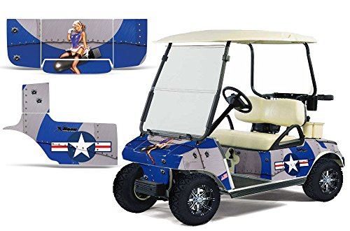 1983-2014 Club Car Golf Cart AMRRACING ATV Graphics Decal Kit-T-Bomber-Blue