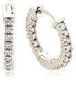 Sterling Silver 1/3 cttw Diamond Hoop Earrings
