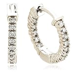 Sterling Silver Diamond Hoop Earrings (1 3 cttw)