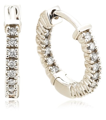 Sterling Silver Diamond Hoop Earrings (1/3 cttw)