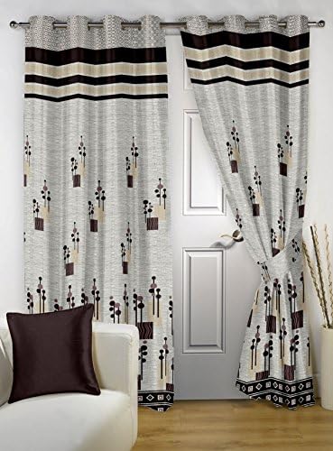 Story@Home 1 Piece Jacquard Pattern, door curtain, door panel, ringtop curtain panel, 46 inch X 84 inch size - 7 Feet