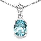 3.30 Carat Genuine Blue Topaz & Diamond Sterling Silver Pendant
