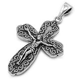 Sterling Silver Oxidized Crucifix Cross Pendant