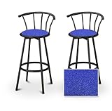 2 Blue Textured Glitter Fabric Specialty / Custom Black Barstools with Back ....