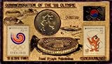 1988 Seoul Olympic commemorative coin & stamp set with stand